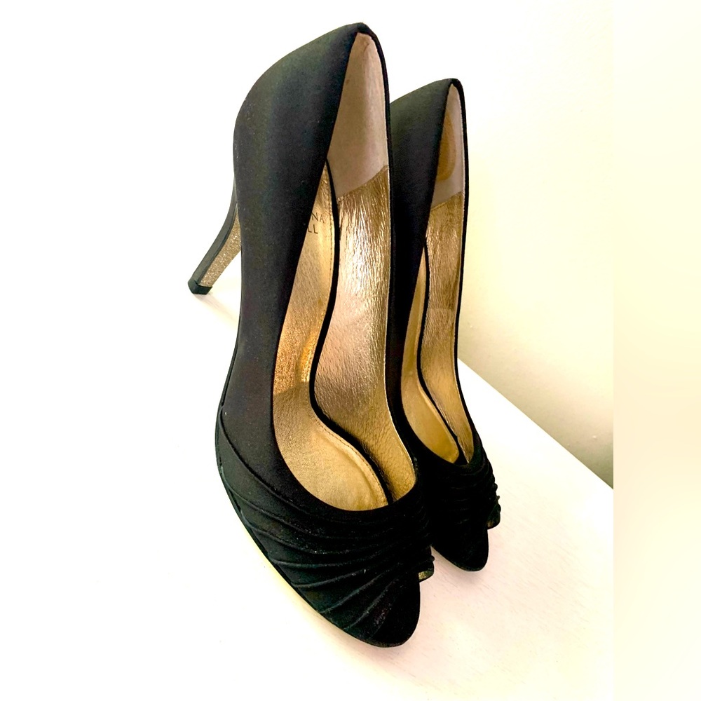 Adrianna Papell Shoes High Heel Black Open Toe Gold Sole and Interior Size 9 M